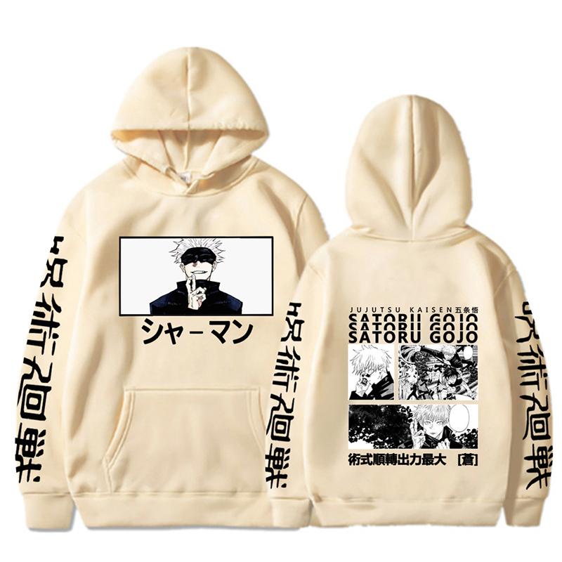 Jujutsu Kaisen Японское Аниме Годжо Сатору Графические Худи Оверсайз Худи с Капюшоном Длинный Рукав Хлопковое Худи Мужская Женская Одежда