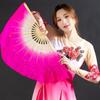 Hot Sell Dancer Practice Long Imitation Rayon Silk Fans Belly Dancing Fan Long Silk Fans Silk Fans