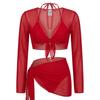 1011 New Bali Holiday Thailand Red Bikini Four-piece Skinny and Flesh Split Swimsuit Women's White