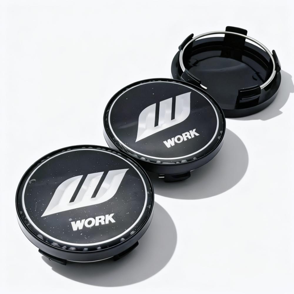4pcs JDM W Work Logo Emblem Badge Car Wheel Center Caps 58MM 54MM Wheels Hub Cap Rim Hubcaps Dust Cover Replace Car Accessories