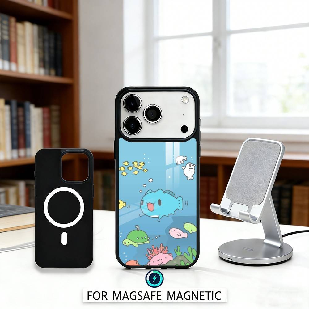 Чехол для телефона Fluffy-Cat B-Bugcat C-Capoo Магнитный Для iPhone17 16 15 14 13 12 Pro Max Для Magsafe Беспроводная зарядка Чехол