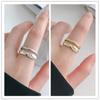 New Fresh Simple Irregular Double-layer Smooth Wave 925 Sterling Silver Jewelry Personality Geometric Opening Rings R253