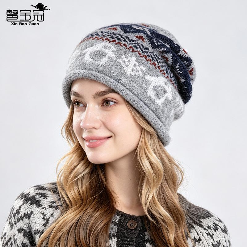 Fair Island Lazy Wind Stacking Cap Winter Warm Ear Protection Knitted Wool Cap Pullover Hat Children