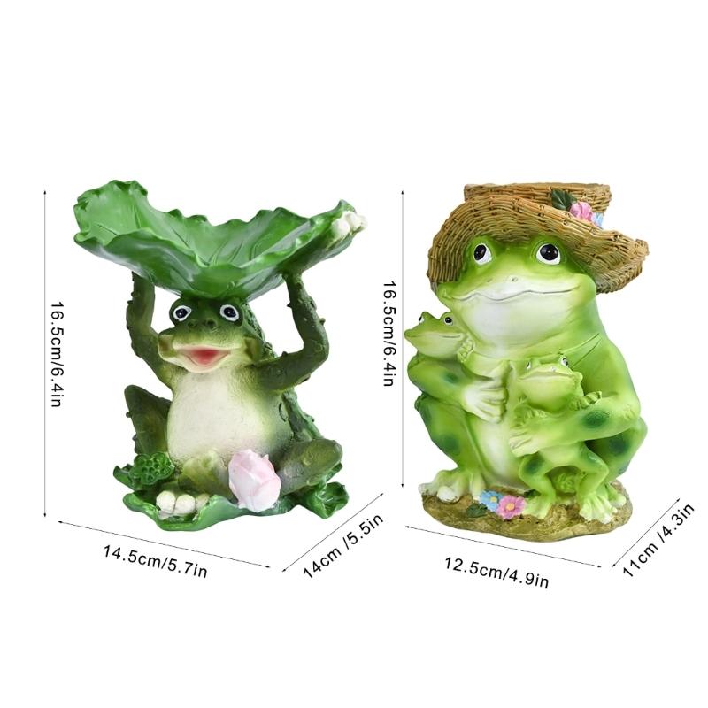 Frogs Statue Bird Feeder Resin Figurine for Garden and Terraces Outdoor Backyard Decorative Statue Bird Feeding Station