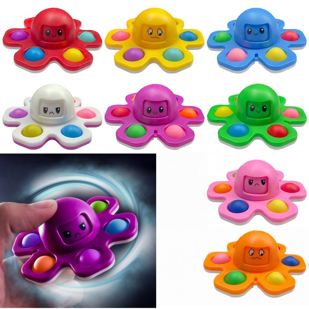 Fingertip gyro anti pressure push bubble Fidget Spinne face changing press toy children's fingertip octopus bubble music
