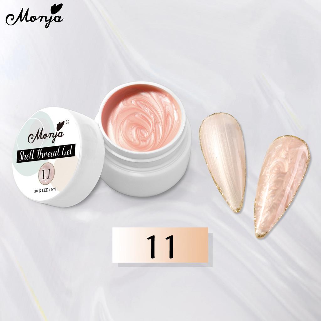 monja Nail Art 5 мл Pearl Shell Spiral Glitter Pearly Semi Permanent Nail UV Gel Varnish DIY Manicure Design Tool 14 Solid Colors