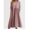 Women's Summer Solid Color Round Neck Half Sleeve Casual Long Solid Color Dress