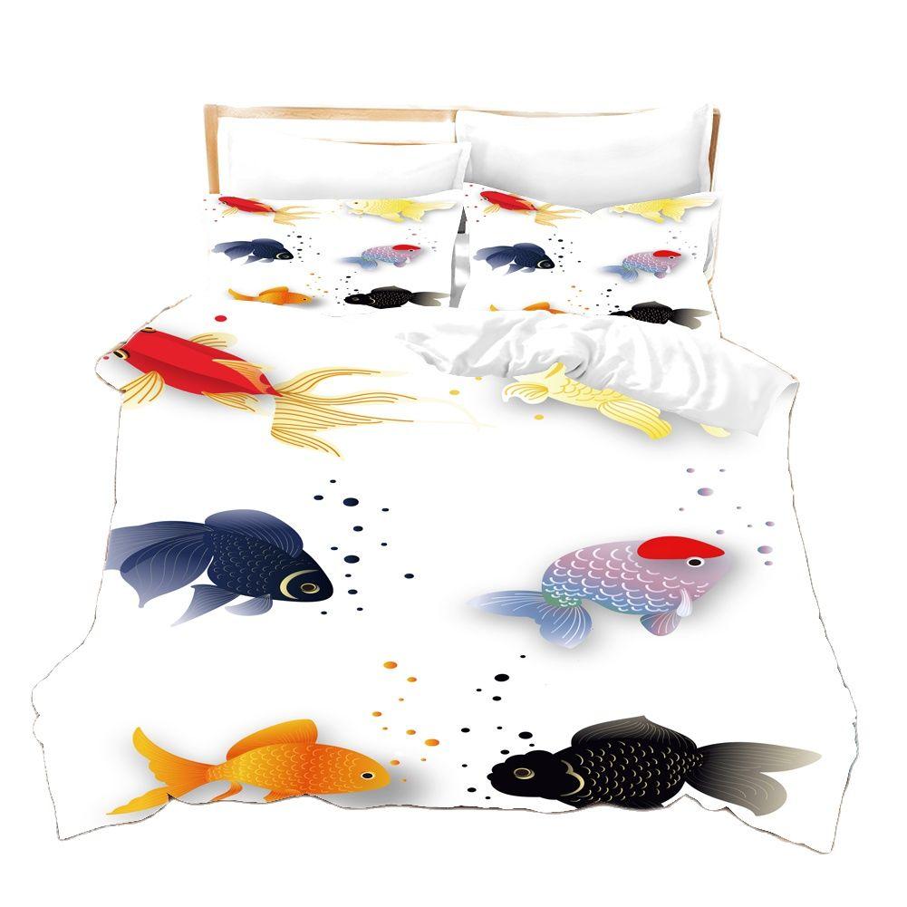 3D-печать мультяшная рыба фото комплект постельного белья в китайском стиле пододеяльник с наволочкой двуспальная кровать в комплекте