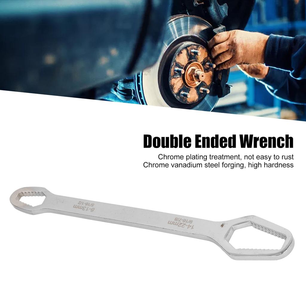 Double Ended Self Tightening Wrench Multifunctional 822mm Self Tightening Spanner for Auto Repair
