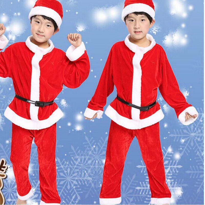 Premium Quality Velvet Kids Santa Claus Costume Red Christmas Outfit For Boys And Girls
