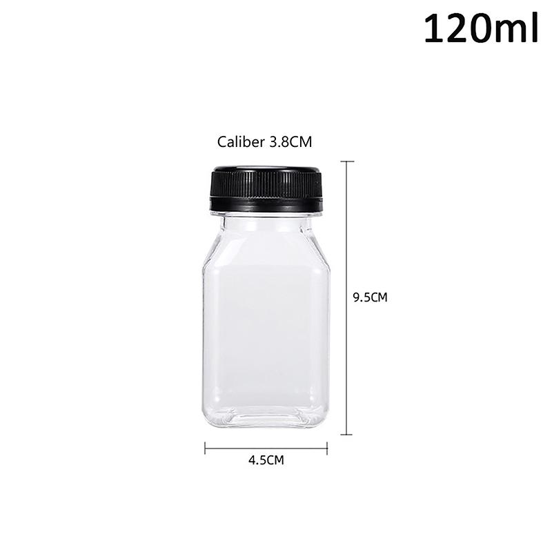 Пустые пластиковые квадратные бутылки для сока с крышками Бутылки для воды Прозрачные контейнеры для напитков с крышками Бутылка для джема из-под молока
