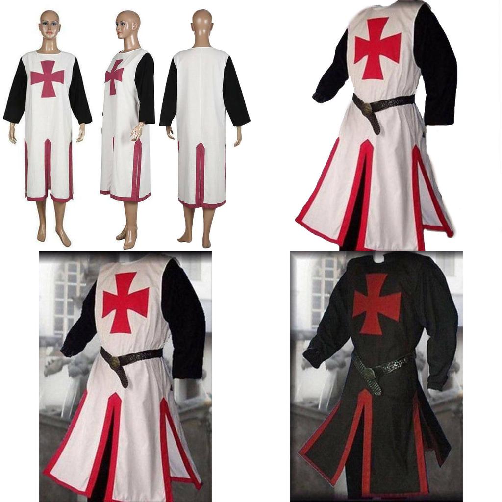 Durable Medieval Templar Knight Crusader Outfit Cosplay Costume With Square Collar