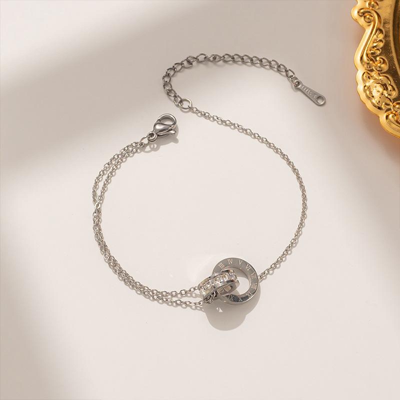 Роскошный позолоченный браслет из нержавеющей стали с ослепительными цирконами для женщин, девушек, с дизайном римских цифр, модный, очаровательный, для вечеринок, циркон, подарок