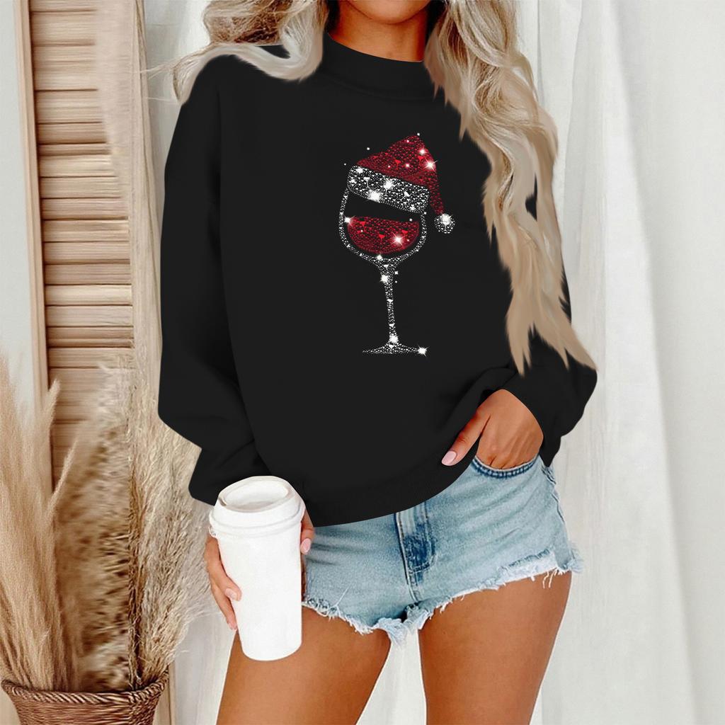 Women's Casual Fashion Round Neck Long Sleeve Christmas Printed Sweatshirt