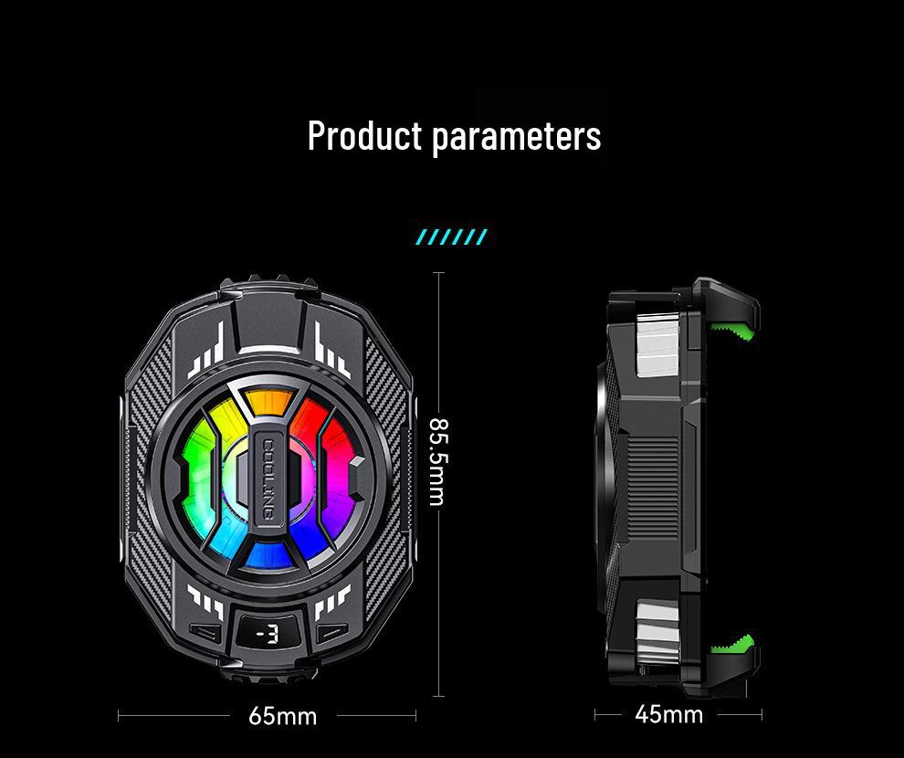 Охладитель для телефона S28 RGB: Трехскоростной зажим с ледяным охлаждением и двумя ядрами, с цифровым дисплеем, для прямых трансляций.