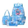 Stitch 3-Piece Backpack Set Cartoon Print School Bag for Boys Girls Outdoor Travel Large Capacity Lightweight Bookbag Disney Collection