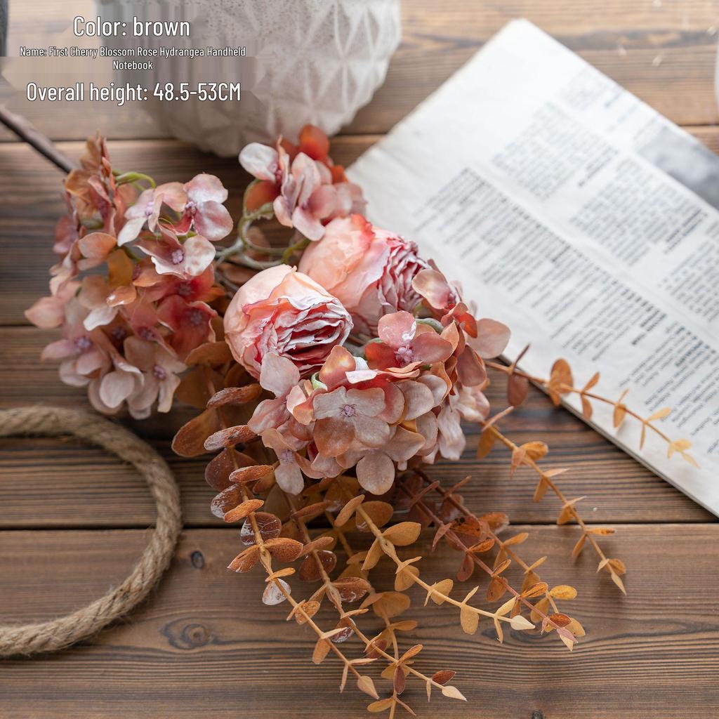 Cherry Rose Hydrangea Handheld Album: Artificial Floral Arrangement for Weddings and Decorations