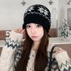 Drawstring Beanies Hat Snowflake Printed Winter Hat Fashion Knitted Hat  Autumn