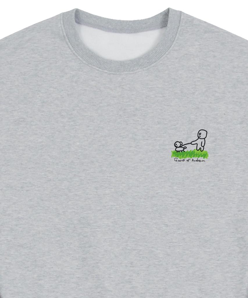 GRAVER [Unisex] Human Puppy Walk Back Logo Sweatshirt_Gray