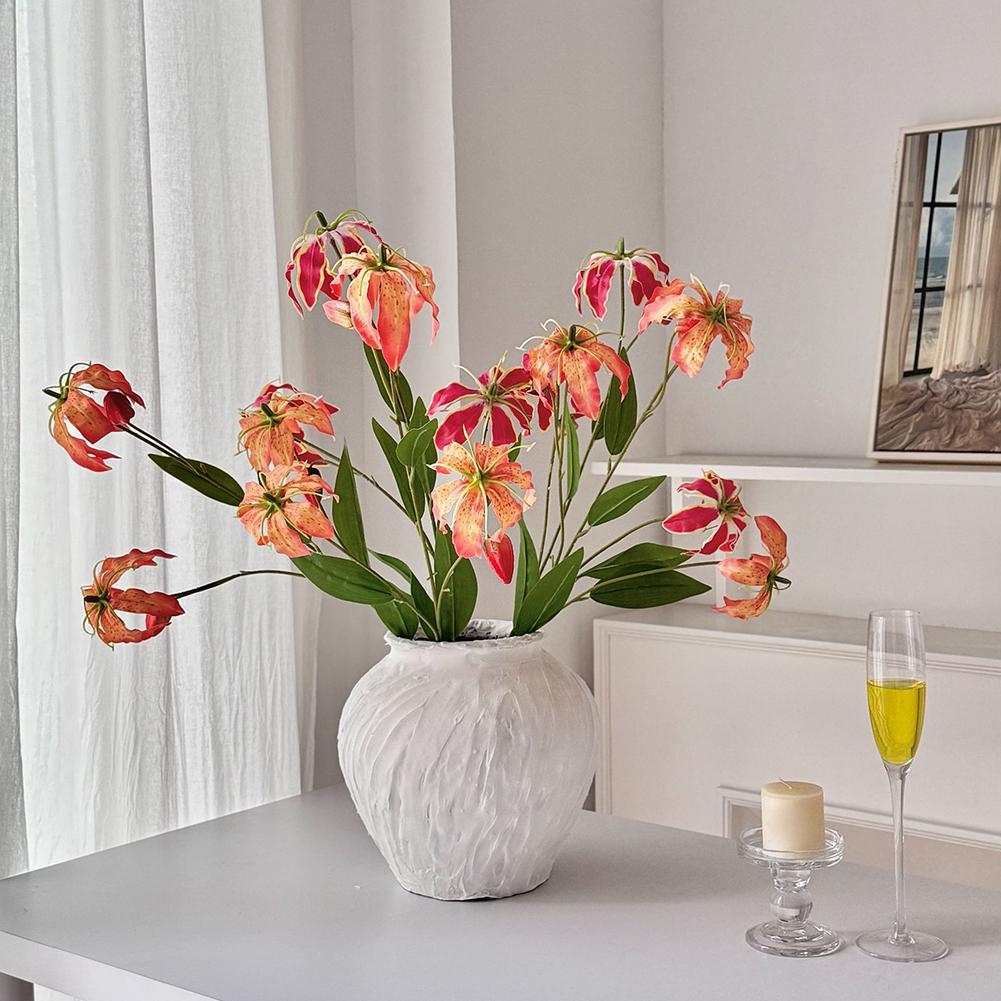 Creative Prop Use Artificial Flower Gloriosa Lily Lifelike Texture