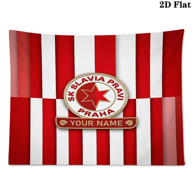 Custom Name SK Slavia Praha Printed Tapestry – Wall Hanging for Bedrooms, Dorms, and Home Decor
