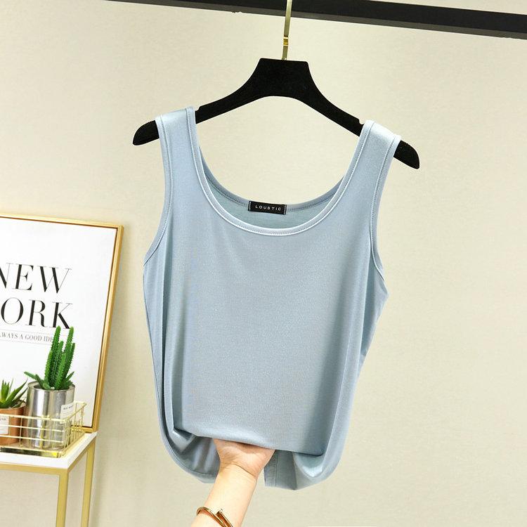 Women Summer Deep U-Neck Tank Tops Modal Cotton Sleeveless Tee Tops Camis Tshirts Casual Bottoming Top