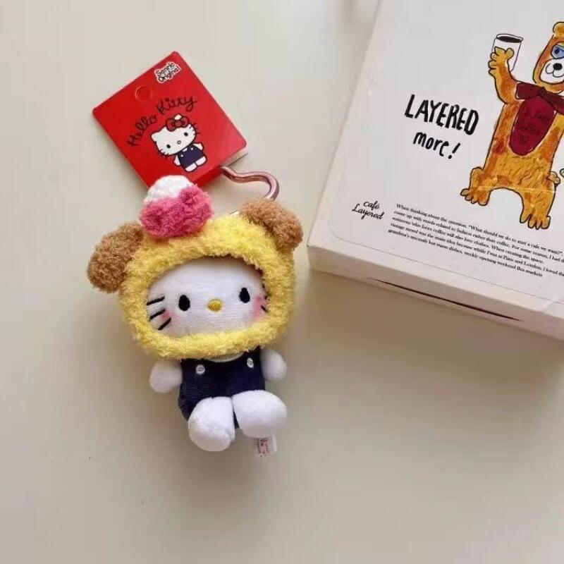 Японская серия Sanrio Худи Плюшевая игрушка Hello Kitty Мультяшная Милая Сумка Подвеска Брелок Цепочка для телефона Подарки для девочек