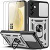 Protective Case - BOOLING - for Samsung Galaxy S24 - Silver - Shockproof - 2 Tempered Glasses