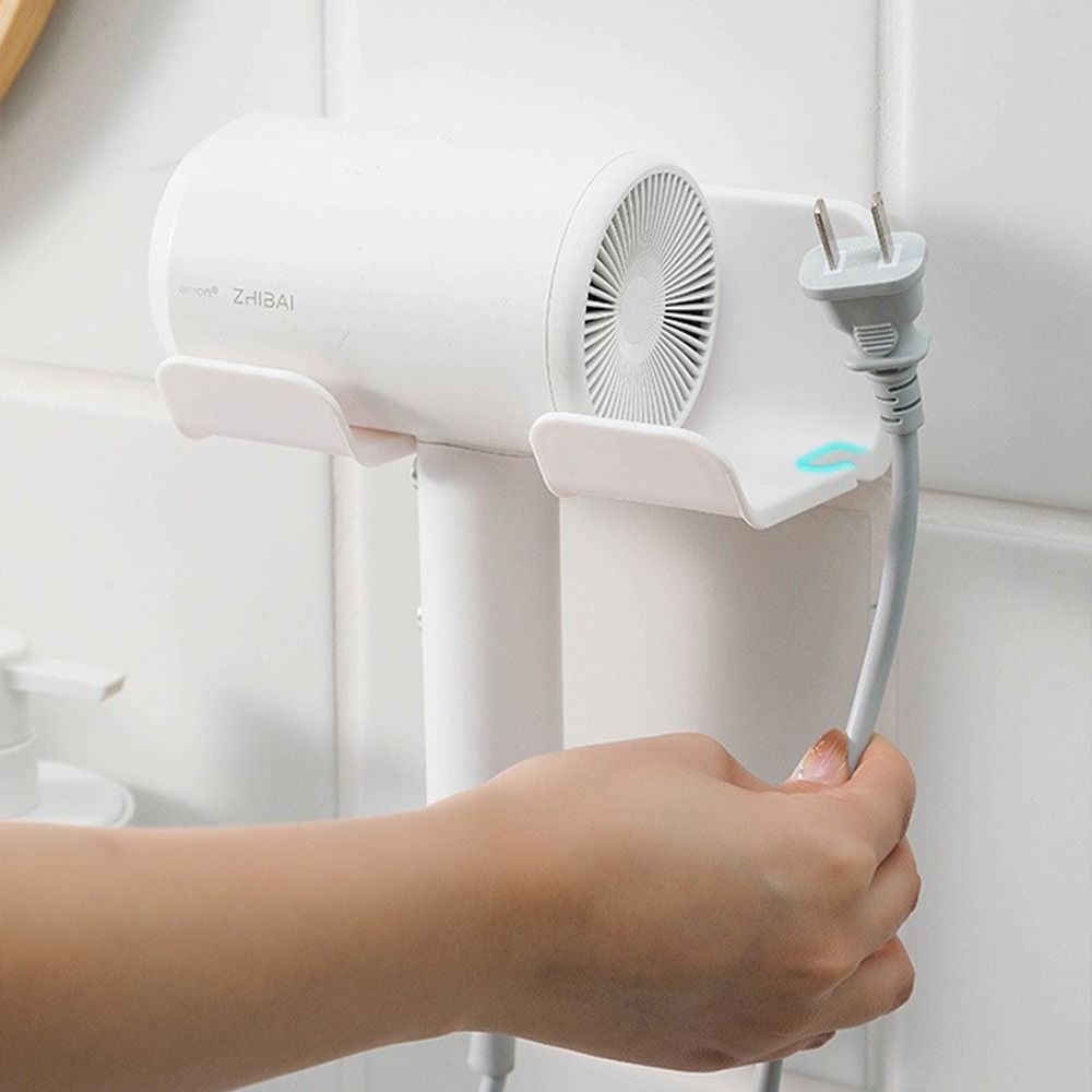 Аксессуары Держатель для фена Сушилка для волос Подставка для хранения Пластиковая полка для хранения Самоклеящиеся полки