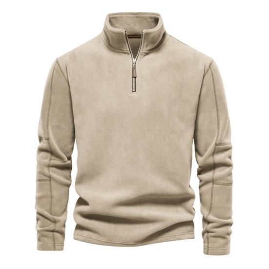 Мужская толстовка осень-зима с застежкой-молнией и воротником-стойкой, длинные рукава, однотонная