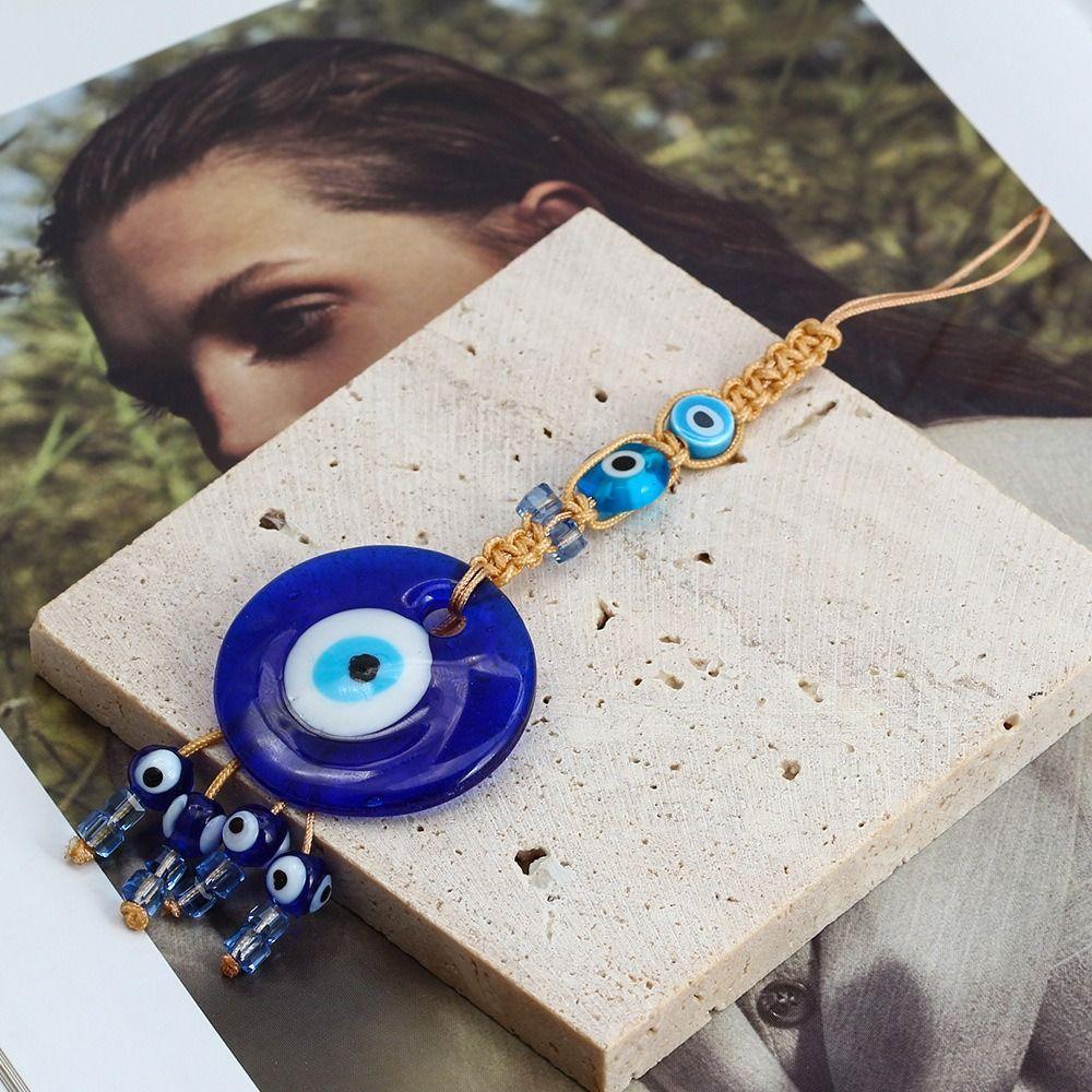Retro Glass Pendant Demon Eye Pendant Blue Eye Key Chain Home Wall Hanger Car Hanger Decoration