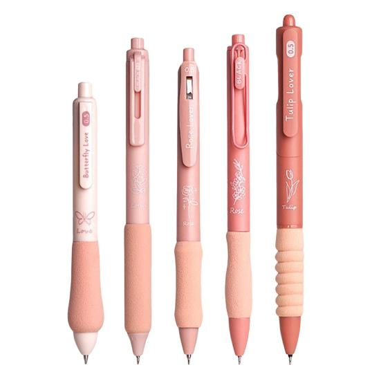 5Pcs Gel Pens Retractable Quick Dry Ink Pens 0.5mm Fine Point Black Ink Comfort Grip Smooth Writing Journaling Note Taking Pens School Office Supplies