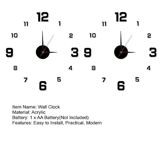 Luminous Arabic Numerals Clock Modern Design Battery Powered Silent Decorative 3D DIY Wall Clock for Living Room