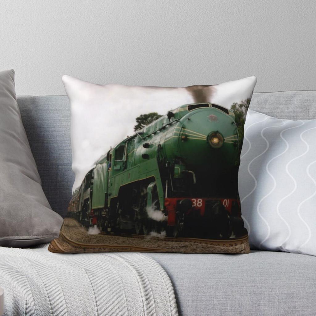 The Train Square Pillowcase Polyester Linen Velvet Printed Zip Decorative Throw Pillow Case Sofa Cushion Cover