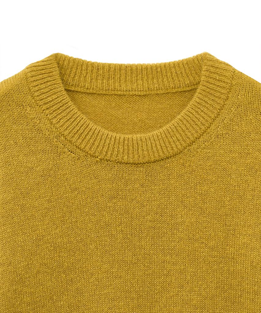 NOIRER Kid Mohair Boucle Crop Knit (Mustard)
