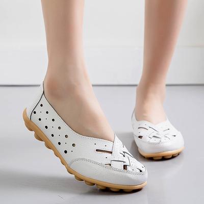 Женские туфли на плоской подошве, кожаные мокасины, удобные повседневные туфли без застежек, летние туфли для мам, большой размер