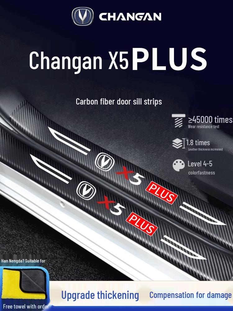 Аксессуары для интерьера Changan X5 PLUS 2024: Наклейки-защитники на пороги и декоративные элементы