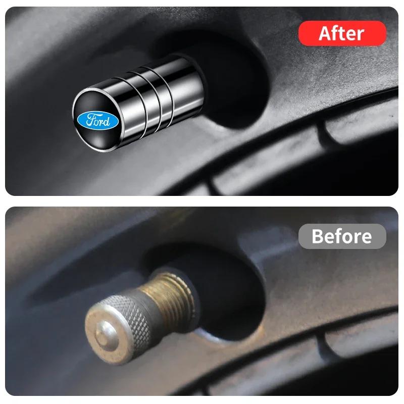 Car Sticker Ford 4pcs Car Badges Wheel Tire Valve Stem Caps Covers Auto Accessories For Ford Fiesta Focus mk2 mk3 Ranger Mondeo
