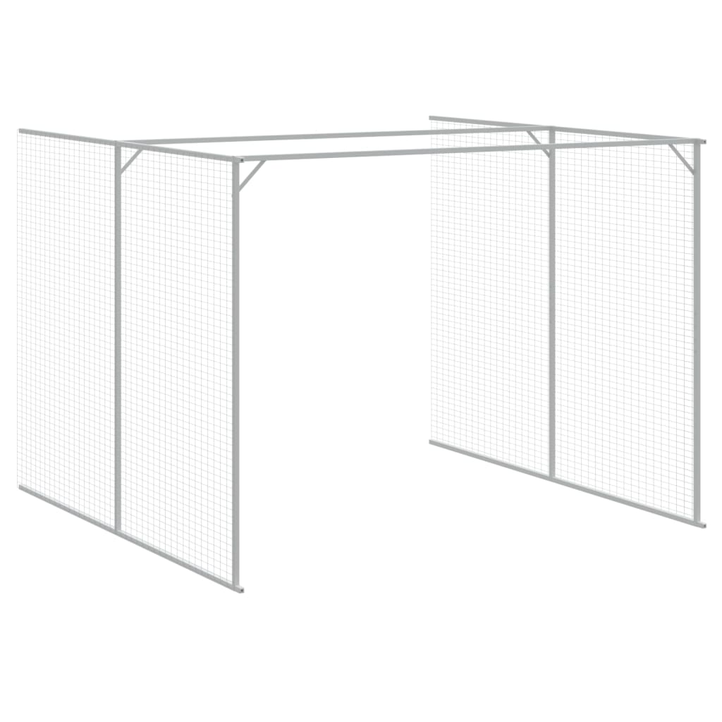 Dog House with Run Light Grey 214 x 457 x 181 cm Galvanized Steel