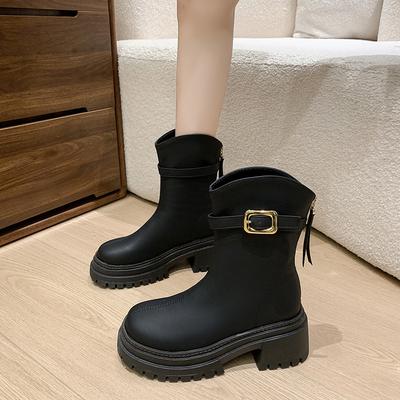 Женские ботинки Мартина в британском стиле, короткие ботинки, осень-зима 2025, новые, на небольшой платформе, на толстой подошве, бархатные, на толстом каблуке, тонкие ботинки