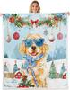 Merry Christmas Throw Blanket Watercolor Cartoon Xmas Trees Fleece Blanket for Kids Teens Adults Winter Snowflake Decor New Year
