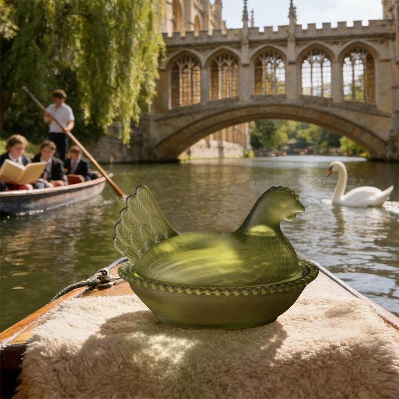 Стеклянное блюдо "Курица на гнезде", Хрустальная конфетница с крышкой в форме курицы, Фруктовница-курица, Тарелка для десертов и закусок, Ретро-миска, Банка