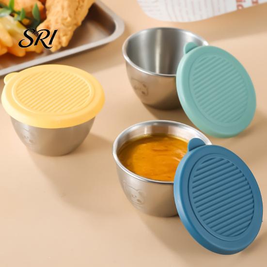 Travel Condiment Container Salad Dressing 1.6oz Leakproof Airtight Dip with Lids Reusable Lunch Box Sauce Holder Stainless Steel Cups for Boxes