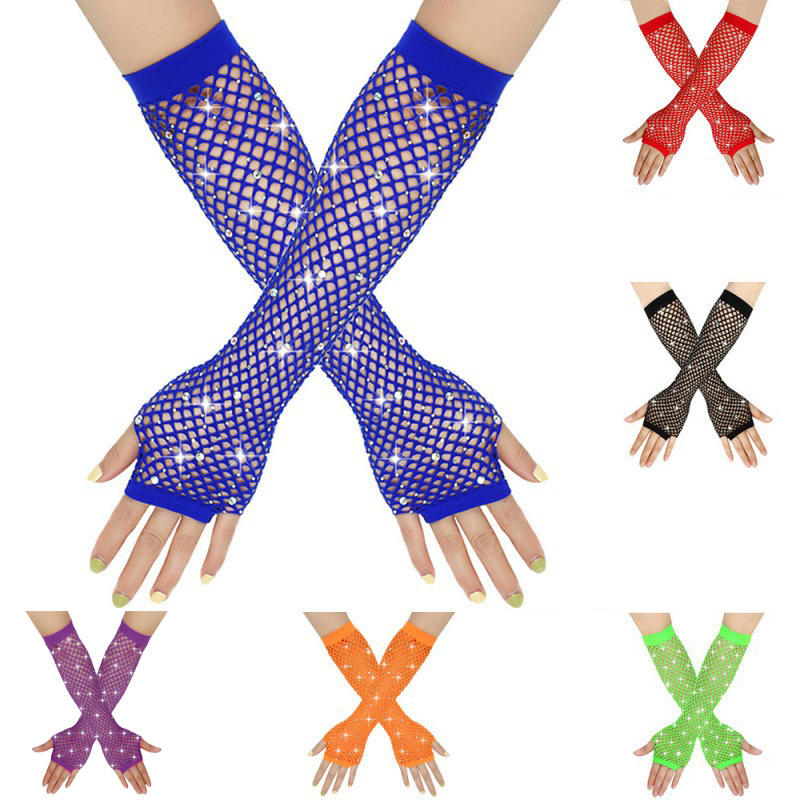 Сетчатые перчатки без пальцев Сетчатые перчатки Митенки Прозрачные Нарядные для женщин Сексуальные девушки Панк Готика Танцевальные перчатки