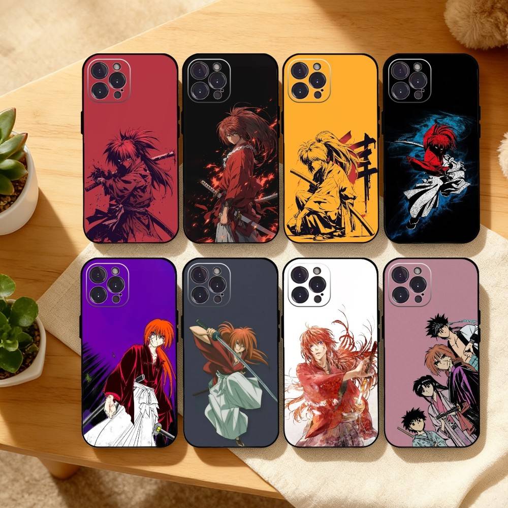 Чехол для телефона с аниме R-Rurouni Kenshin для iPhone17,16,15,14,13,12Plus,Pro Max,XS,5G, мягкий силиконовый, черный