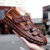 FashionHollow Out Men Leather Shoes Durable Handmade Stitching Male Sandals Anti-collision Toe Non Slip Summer Shoes Outdoor Beach Flat