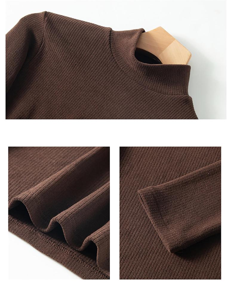 Длинный, холодный, слегка начесанный, с высоким вырезом и начесом, черепаховая внутренняя часть, утягивающая, теплая, микс и зима [Lalapala] женский топ, рукав, осень/зима, однотонный,