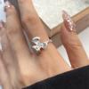 Кольцо с цветком «кошачий глаз» Лань Чжи: Стильное серебряное кольцо 925 пробы открытого типа для женщин