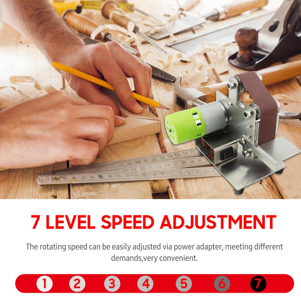 Belt Sander Electric Sanding Polishing Grinding Machine 7   Speed with 10 Sanding Belts for Polishing Wood Acrylic Metal (Belt Size: 30*33