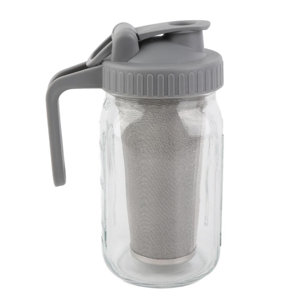 Glass Mason Jar Pitcher with Lid Wide Mouth Large Capacity Leakproof Glass Jug with Filter Lid Cold Brew Pitcher for